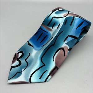 J Garcia "Wake To Music" Collection Forty-Five Multicolor 100% Silk Tie 60"x3.75